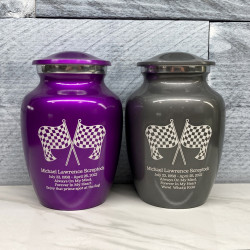 Customer Gallery - Race Checkered Flag Sharing Urn - Purple Luster