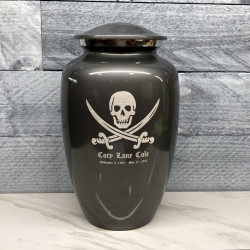 Customer Gallery - Pirate Skull Cremation Urn - Gunmetal Gray