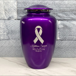 Customer Gallery - Cancer Ribbon Cremation Urn - Purple Luster